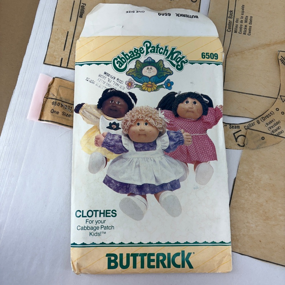 Butterick 6509 Cabbage Patch Kids Doll Clothes Sewing Pattern Vintage 1984‎ Cut
